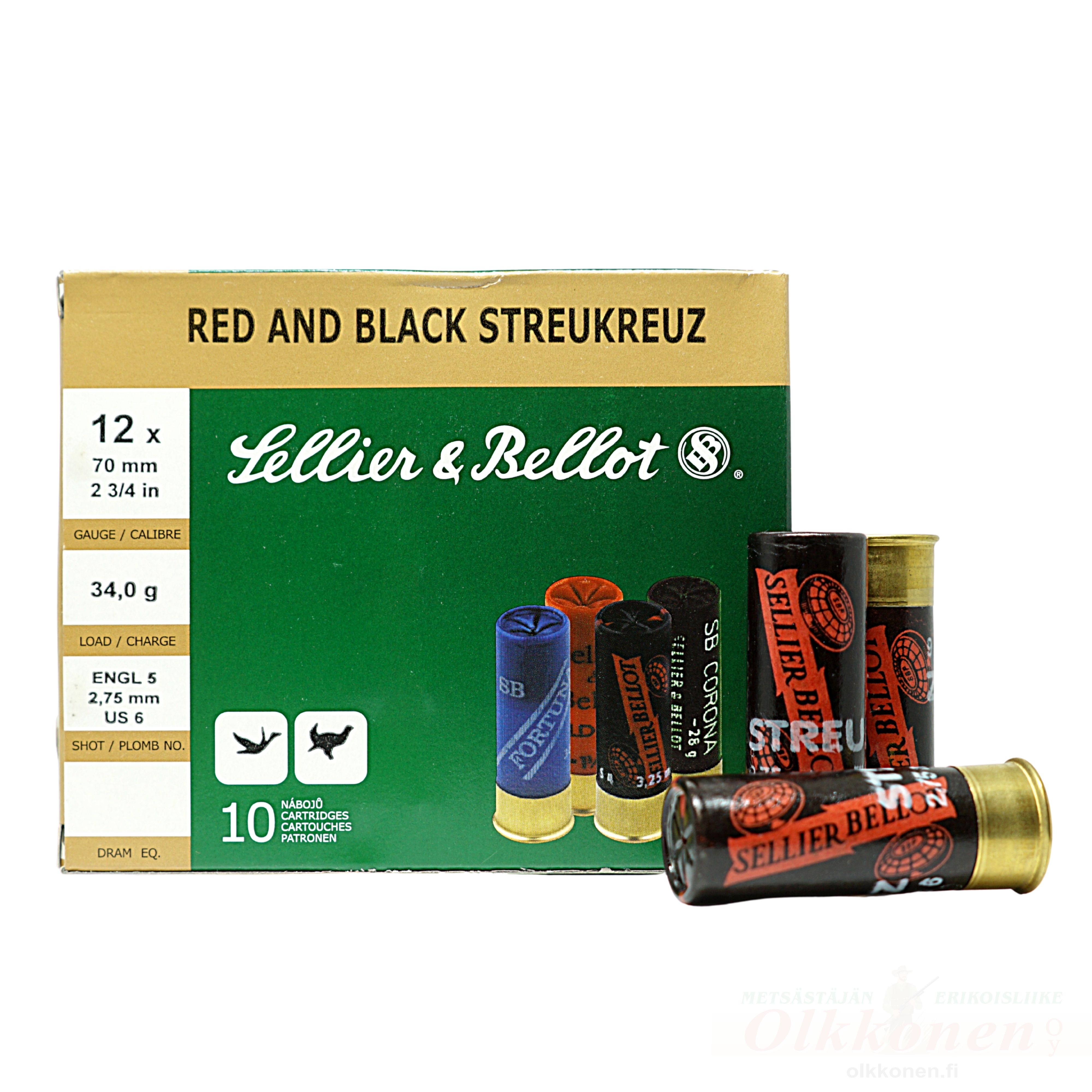 Sellier & Bellot Red & Black Streukreuz 12/70 34g 2,75mm 
