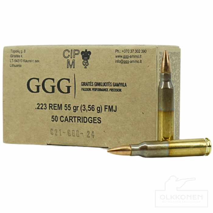 GGG 223 Rem 55gr 3,6g FMJ 50 kpl/rs