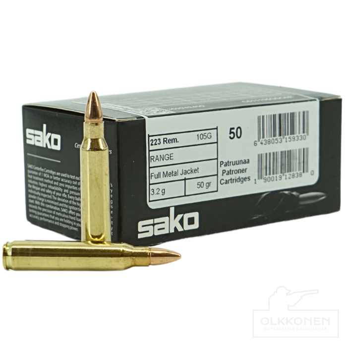 Sako Range .223 Rem FMJ patr.105G 3,2g 50 kpl/rs